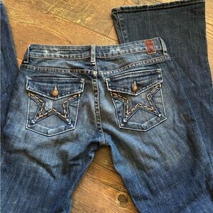 Chic Denim Flare Jeans with Star Detail